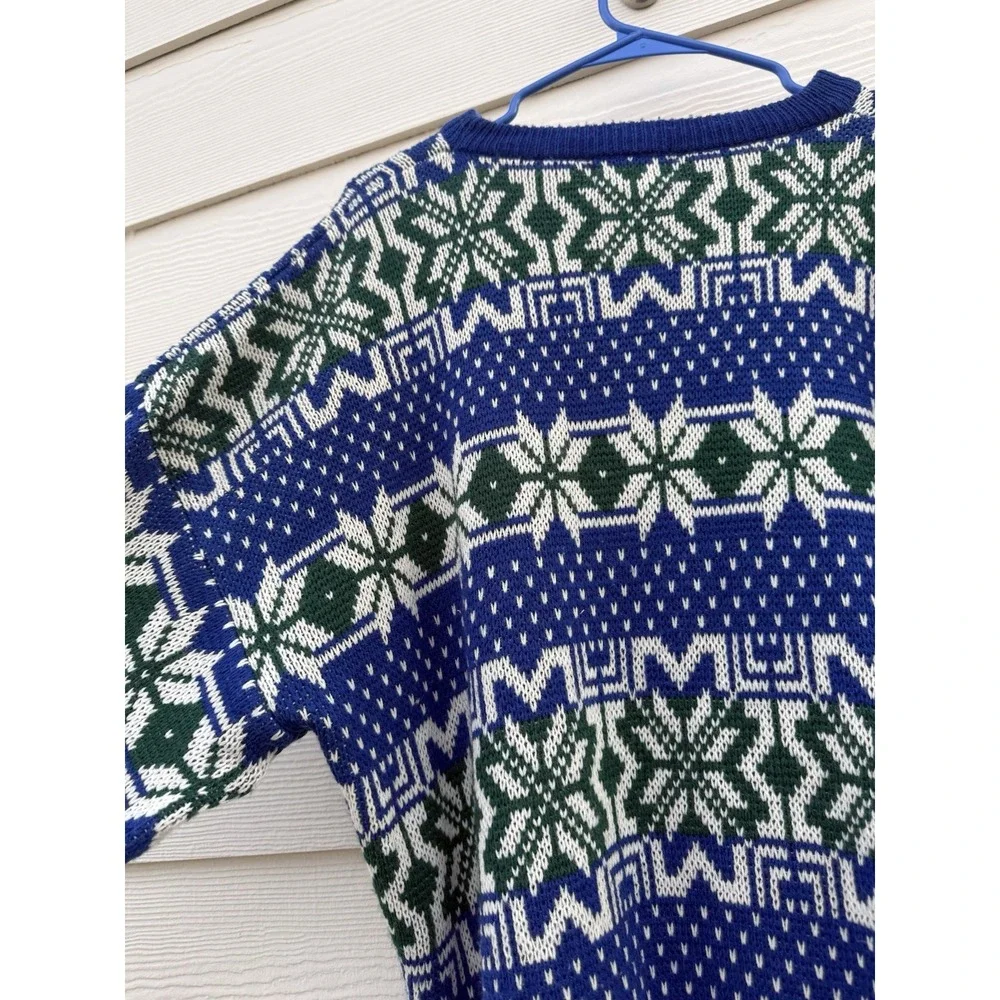 Vintage Puritan‎ Men Crewneck Pullover Sweater Blue Green Holiday Size XL